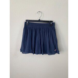 Hollister Womens Navy Blue Mini Skirt M Elastic Waist Polyester Flowy Layered